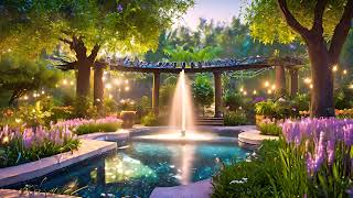 Dreamy Flower Garden Pond with Calming Water Fountain