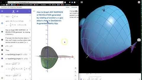 Surface of Revolution Formed by Rotating a Graph y = f(x) about X-AXIS in GeoGebra Augmented Reality