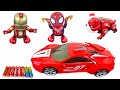 Marvel Spider-Man toy unboxing, cool metamorphic racing, Iron Man, mechanical dog