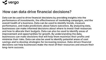 Data-Driven Financial Decisions