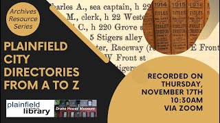 Plainfield City Directories from A to Z
