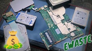 Destroying Hard Drives and Taking Apart An HP Touchscreen Laptop At An Electronic Recycling Business