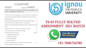 TS-03 FULLY SOLVED ASSIGNMENT NEW (2021) II BTS COURSE ASSIGNMENT