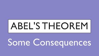 Differential Equations: Abel's Theorem and Some Consequences