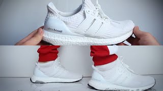 ultra boost triple white 4.0 on feet