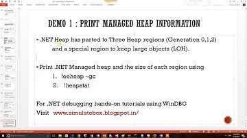 Show managed heap generations using WinDBG commands - NET debugging tutorial video 1