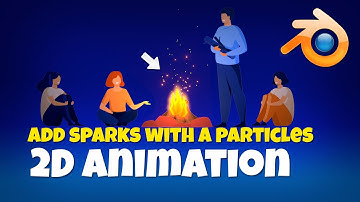 Animating sparks on the fire using particles in 2D animation. Blender 2.9 2D animation tutorial