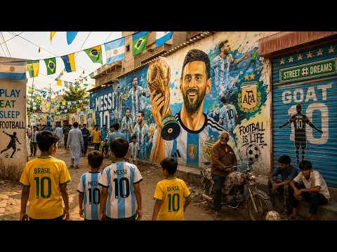 Argentina vs Brazil Fans in Mauripur Tickeri Wall Painting Celebrate Fifa World cup 2026