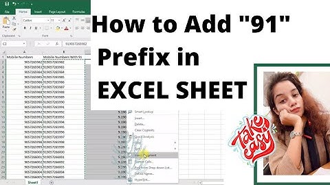 How to add prefix 91 in Mobile numbers in Microsoft Excel || Easiest way