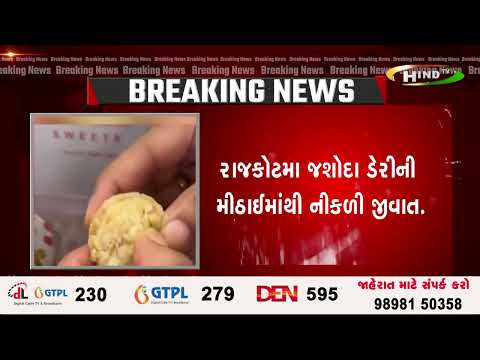 રાજકોટમા જશોદા ડેરીની મીઠાઈમાંથી નીકળી જીવાત.પુષ્કર ધામ ચોક નજીક આવેલ ડેરીનો વીડિયો આવ્યો સામે.