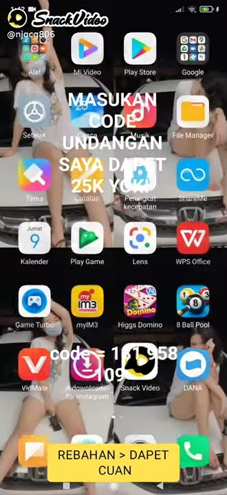 cara nuyul snack video//masukin code undang di video dapet 200k langsung!!!