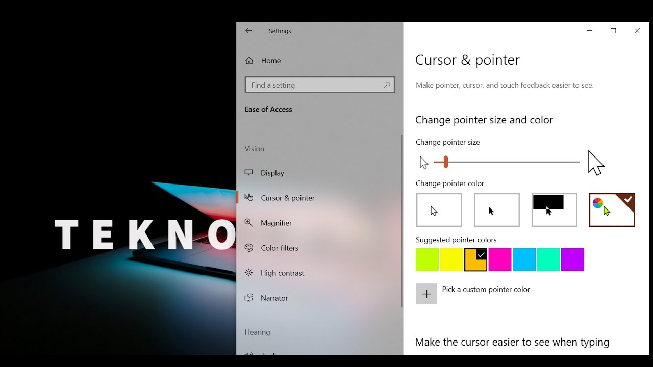 windows 10 cursor fill color change