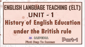 History of English Education under the British rule, Unit 1 ELT, ENGLISH LANGUAGE TEACHING in Tamil