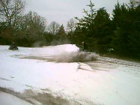 Hart and Haley riding quads, four wheeler in the s...