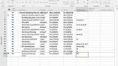 Adding Tasks to a Project in MS Project 2016