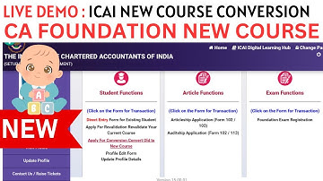 Live Demo :- ICAI New course Conversion Process | CA Foundation New Course Conversion Process