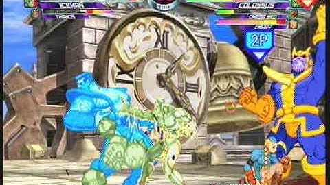 MvC2: Iceman/Thanos Knockdown Combo vs Colossus (Hyper Armor)