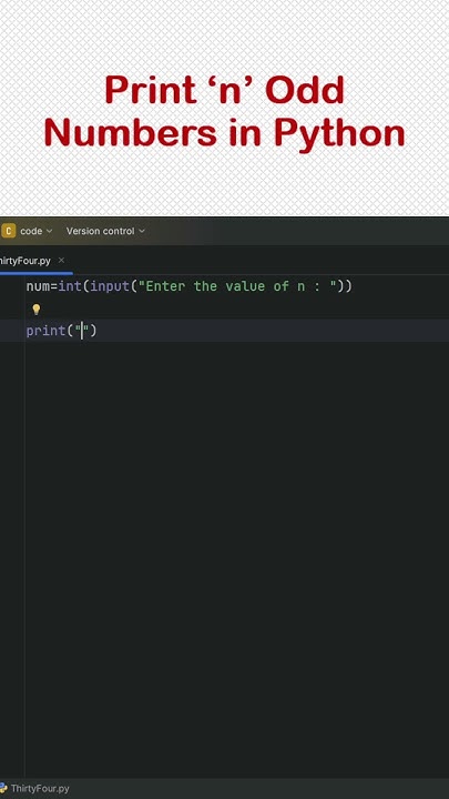 Print 'n' Odd Numbers using range function in Python. #shorts #short # ...