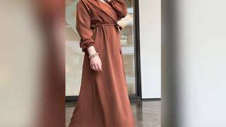 افكار فساتين ربيعية للمحجبات باللون البني Brown hijab dresses for spring