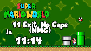 Super Mario World - 11 Exit, No Cape (NMG) in 11:14