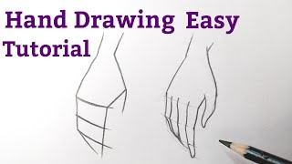 How to draw hand/hands easy for beginners Hand drawing easy step by step tutorial with pencil.