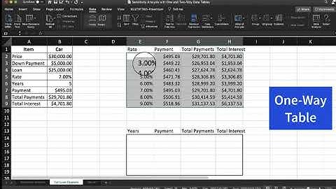 Sensitivity Analysis One and Two Way Data Tables