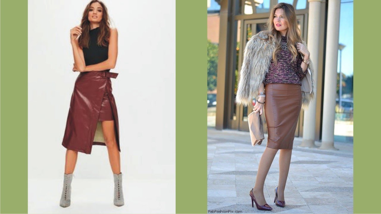 Brown Faux Leather Skirt - YouTube