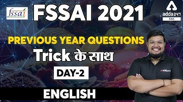 FSSAI 2021 | English | Previous Year Questions (Trick के साथ) , Day - 2