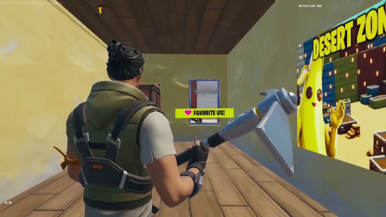 Fortnite gameplay 400-500 fps desert zone wars.