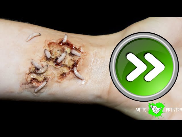 ✓Maggot Infested Wound Halloween SFX Makeup Tutorial- Speed Painting 