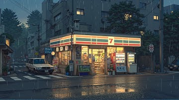Peaceful Coffee ☕ Night Rain Street in Japan with Lofi Rain Sounds ️🎶 Chillhop to work, study, relax