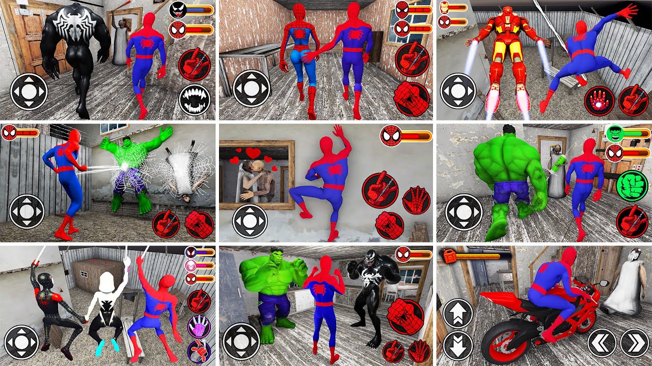 Playing as EVERYONE Compilation: SpiderMan, Hulk, IronMan, Venom in Granny House
