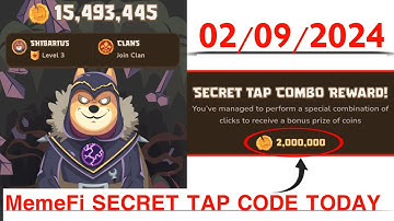 Memefi Secret Reward Combo Today 02/09/2024| Memefi 2,000,000 Coins Code