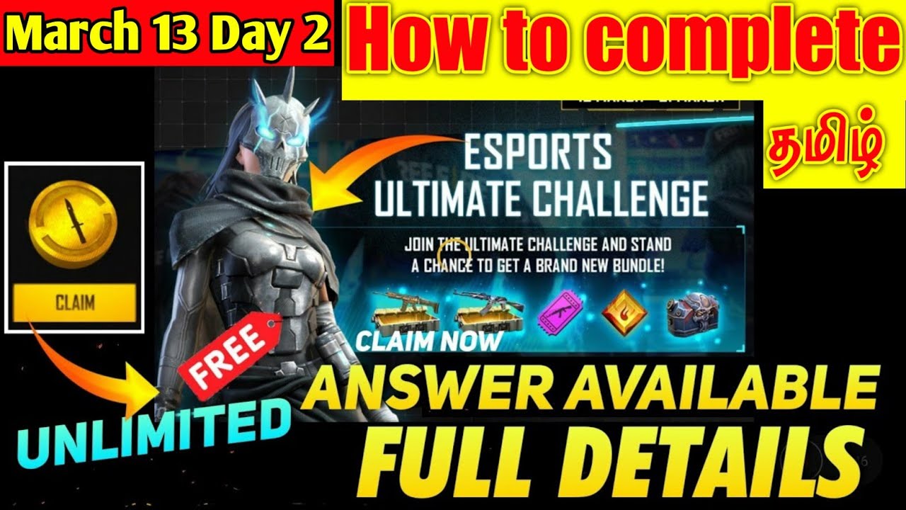 Free Fire Esports Ultimate Challenge March 13 Answers Tamil || Day 2 FreeFire ultimate challenge ANS