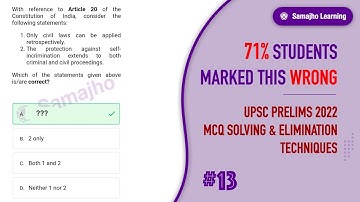 #13 | Article 20 of Constitution | Prelims 2022 Solving & Elimination Techniques by Rohit Dagar