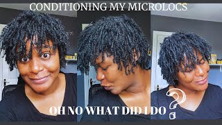 CONDITIONING MY MICROLOCS | AFTER DYING MY HAIR BLACK | DIY MICROLOCS