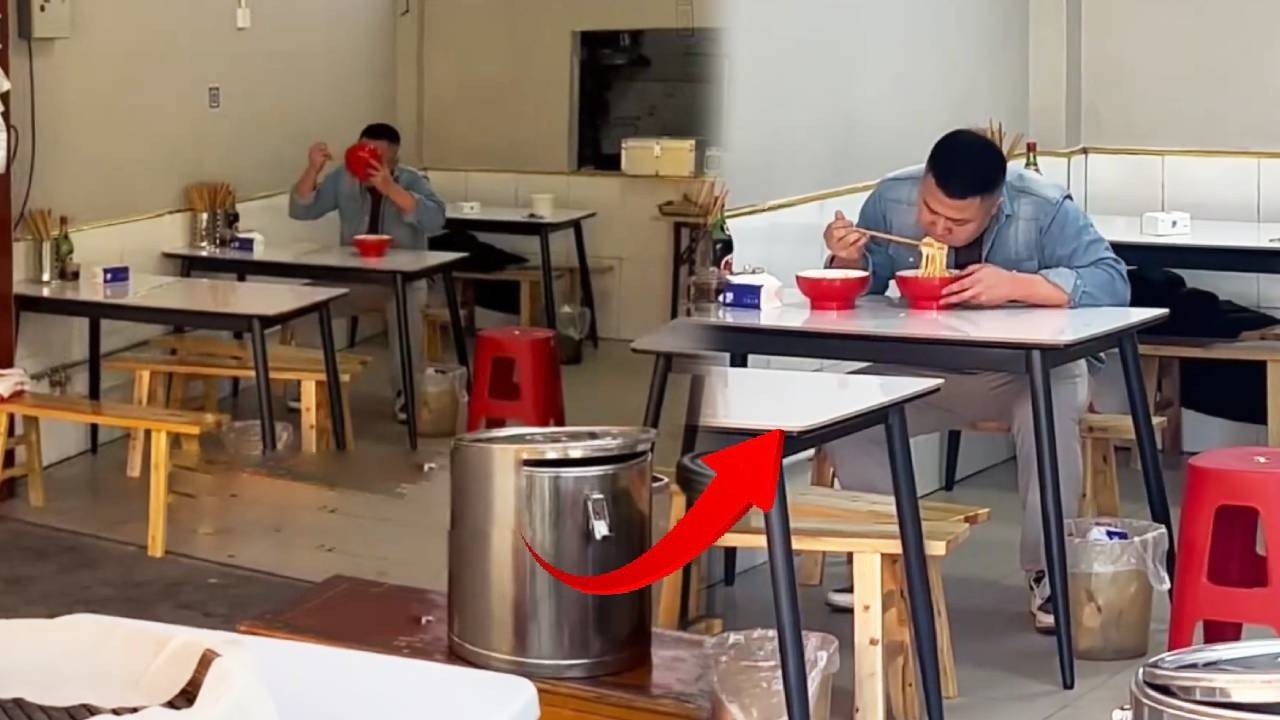 以为老公有情况，偷偷跟踪竟见他角落偷吃，看清笑到腿软！#搞笑#funny