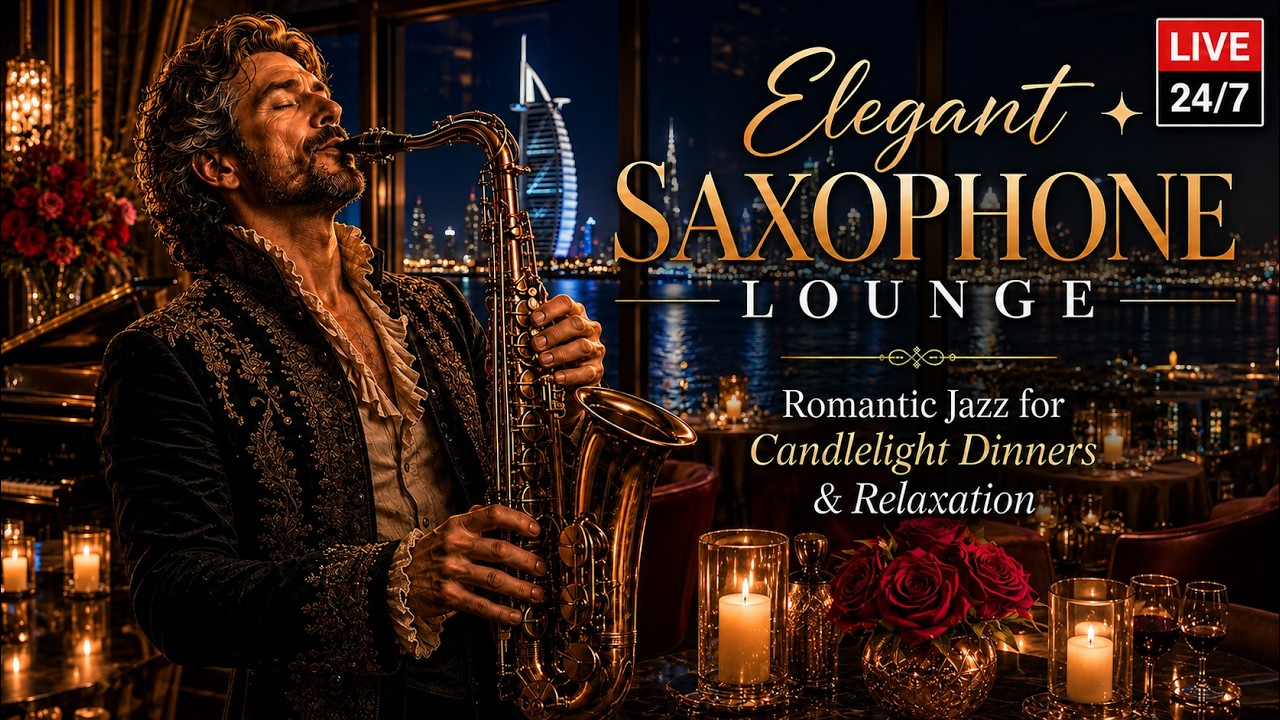 Cover 24/7 Live - Elegant Saxophone Lounge ✨ Romantic Jazz for Candlelight Dinners & Relaxation
