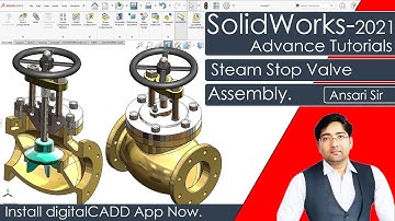 SolidWorks Tutorial | Design and Assembly of Steam Stop Valve in SolidWorks | SolidWorks Full Course