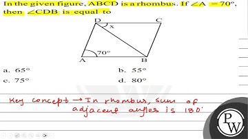 In the given figure, \( A B C D \) is a rhombus. If \( \angle A=70^...