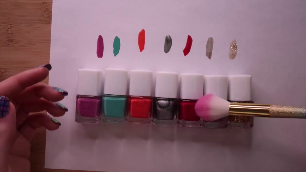 No Talking ASMR 14 nail polishes (Tapping, unboxing, ear brushing, clinking, lid sounds) - YouTube