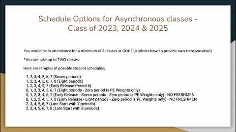 GOHS Asynchronous Scheduling Options