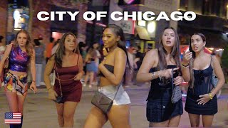 CHICAGO Labor Day WEEKEND SATURDAY NIGHTLIFE, HUBBARD STREET WALKING TOUR  SUMMER 2023 [4K]