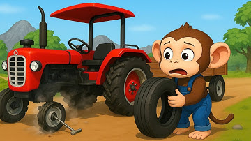 Tractor Breakdown, Monkey Farmer Fixes His Tractor In The Middle Of The Field | Cobby Farm