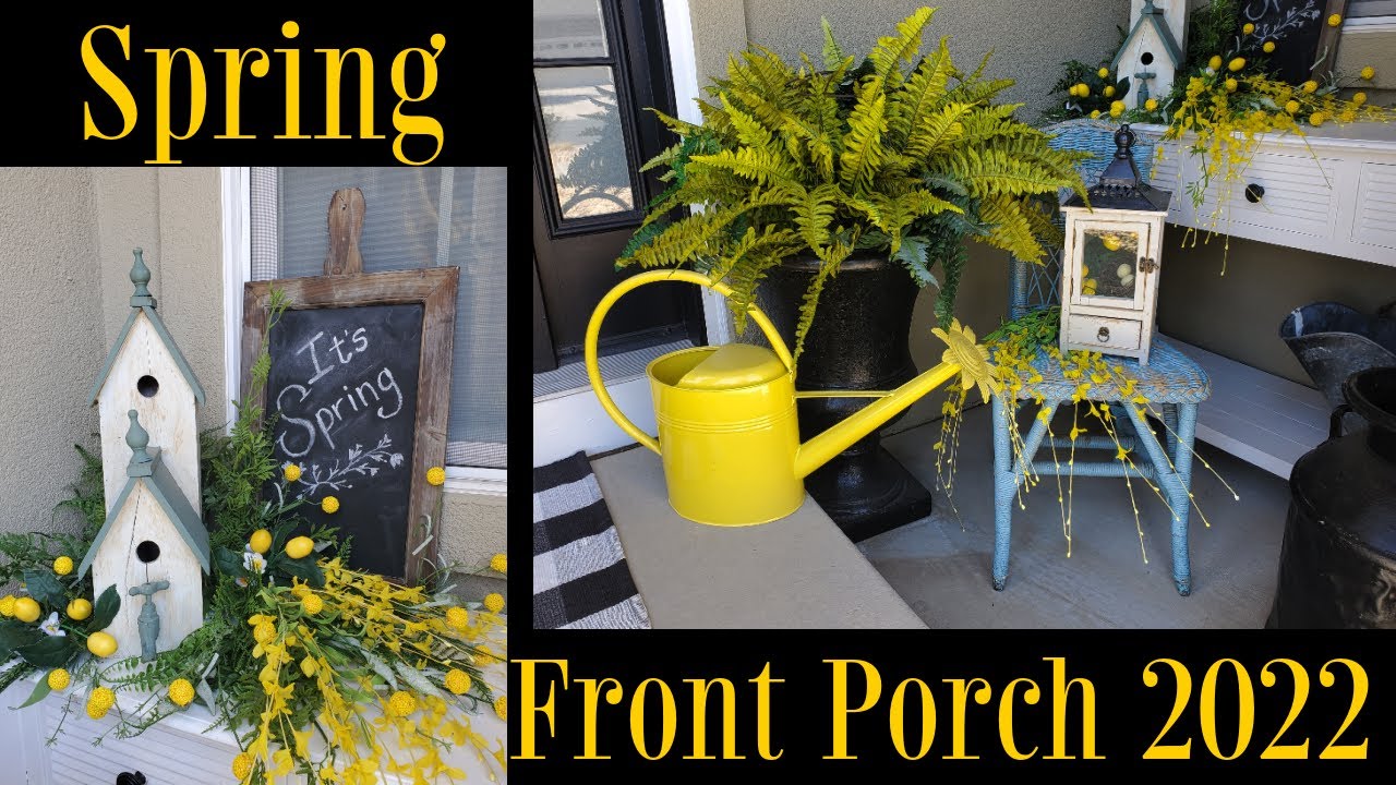 SMALL FRONT PORCH DECORATING IDEAS ON A BUDGET - SPRING FRENCH COUNTRY/ FARMHOUSE PORCH MAKEOVER