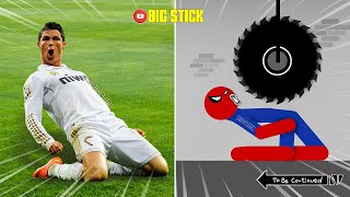 8 Min Real Football vs Stickman | Stickman Dismounting funny moments | Best Falls #44