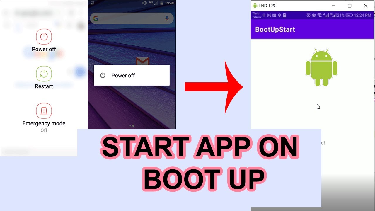 How To Start App On Boot Up Complete Or Restarting Phone - 54 - Android Development Tutorial