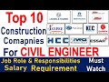 Top 10 Construction Companies in INDIA for Civil Engineers!! Must Watch #civilguruji