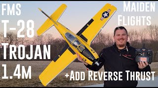 FMS - T-28D Trojan - 1.4m - Maiden Flights + Thrust Reverse Setup