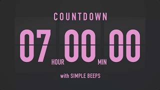 7 Hour Countdown Timer ⏳ Flip Clock with Simple Beeps 💕🖤